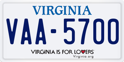 VA license plate VAA5700