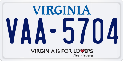 VA license plate VAA5704