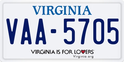 VA license plate VAA5705