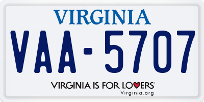 VA license plate VAA5707