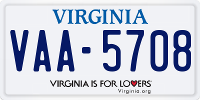 VA license plate VAA5708