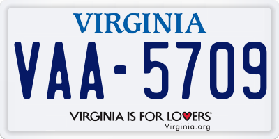 VA license plate VAA5709