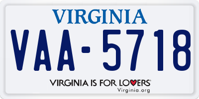 VA license plate VAA5718