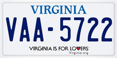 VA license plate VAA5722
