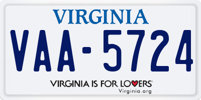 VA license plate VAA5724