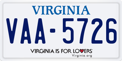 VA license plate VAA5726
