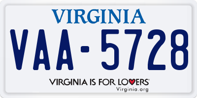 VA license plate VAA5728