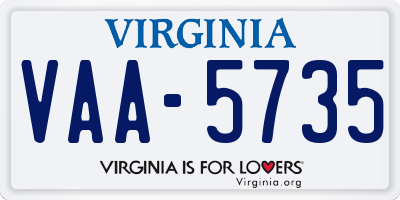 VA license plate VAA5735