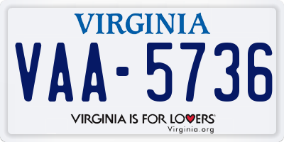 VA license plate VAA5736