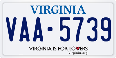 VA license plate VAA5739