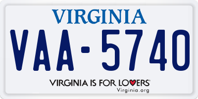 VA license plate VAA5740