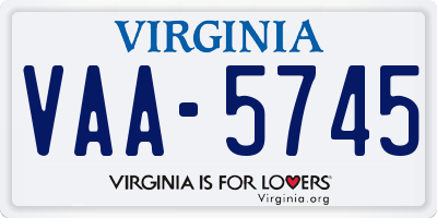 VA license plate VAA5745