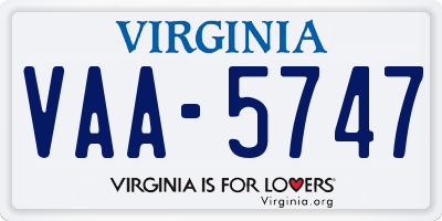VA license plate VAA5747
