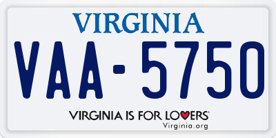 VA license plate VAA5750