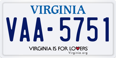 VA license plate VAA5751