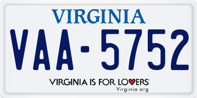 VA license plate VAA5752