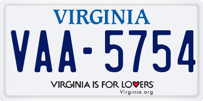 VA license plate VAA5754