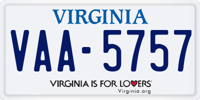 VA license plate VAA5757