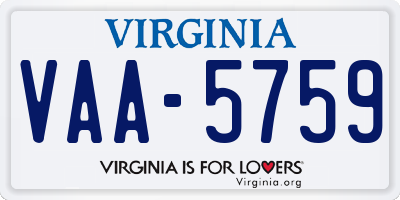 VA license plate VAA5759