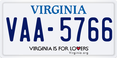 VA license plate VAA5766