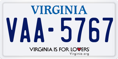 VA license plate VAA5767