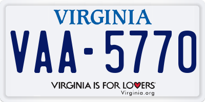 VA license plate VAA5770