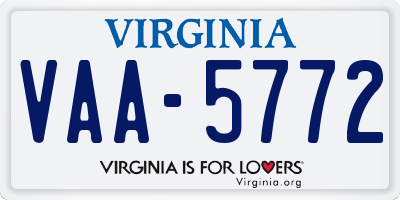 VA license plate VAA5772