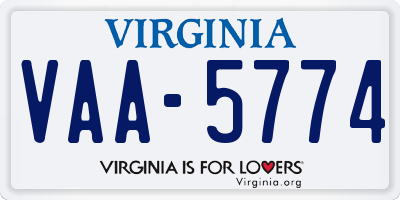 VA license plate VAA5774