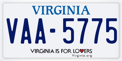 VA license plate VAA5775