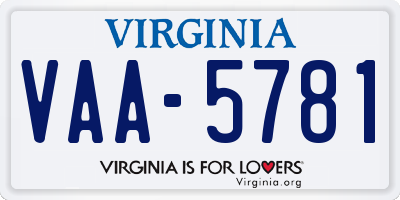 VA license plate VAA5781