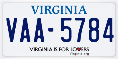 VA license plate VAA5784