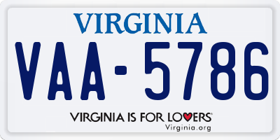 VA license plate VAA5786