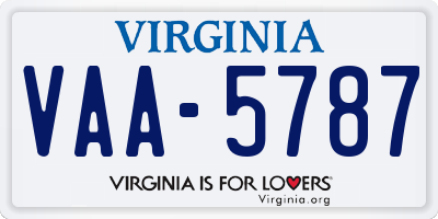 VA license plate VAA5787