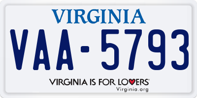 VA license plate VAA5793