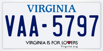 VA license plate VAA5797