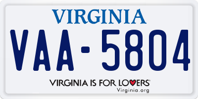 VA license plate VAA5804