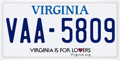 VA license plate VAA5809