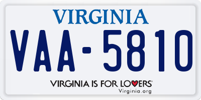 VA license plate VAA5810