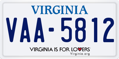 VA license plate VAA5812