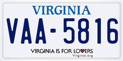 VA license plate VAA5816