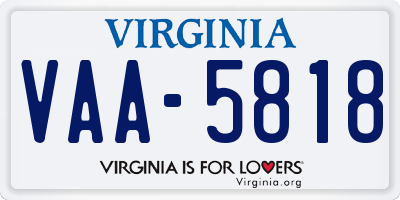 VA license plate VAA5818