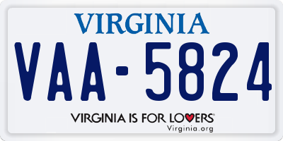 VA license plate VAA5824