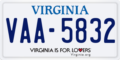 VA license plate VAA5832