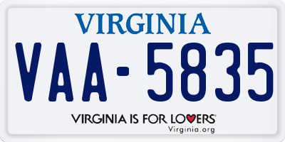 VA license plate VAA5835