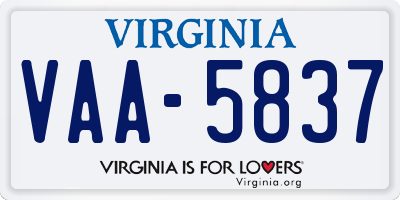 VA license plate VAA5837