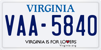 VA license plate VAA5840