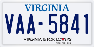 VA license plate VAA5841