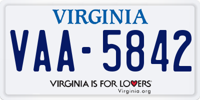 VA license plate VAA5842