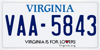 VA license plate VAA5843