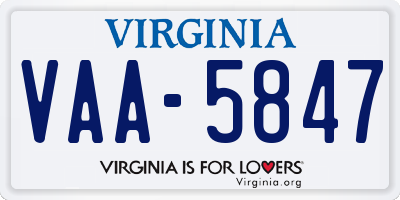 VA license plate VAA5847